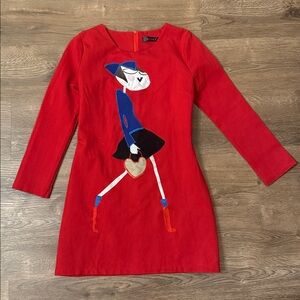 Vintage Mansa Red Dress with Unique Embroidery Size Small